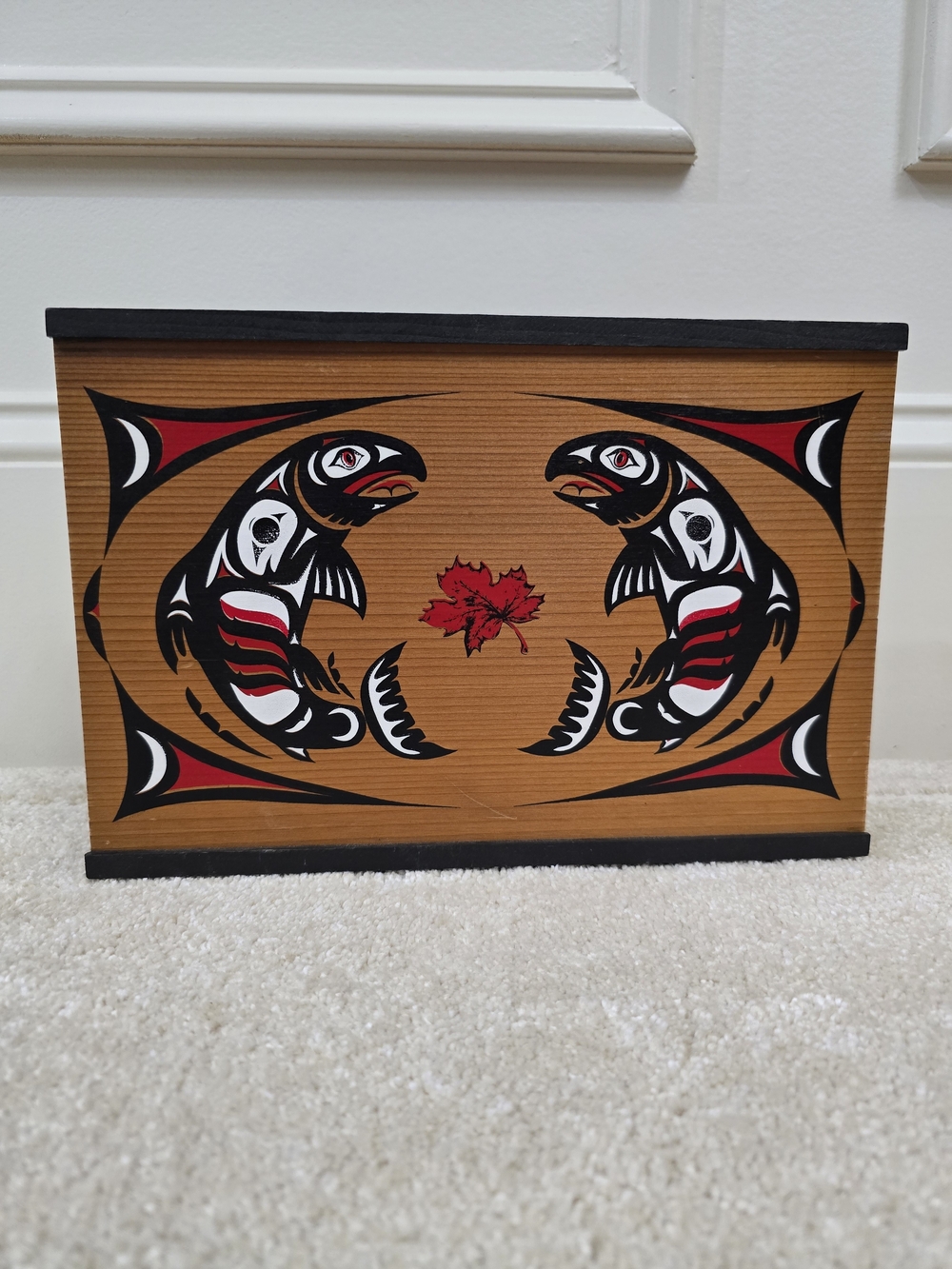 Handcrafted Indigenous Style Wall Art - Brown with Black & Red Accents